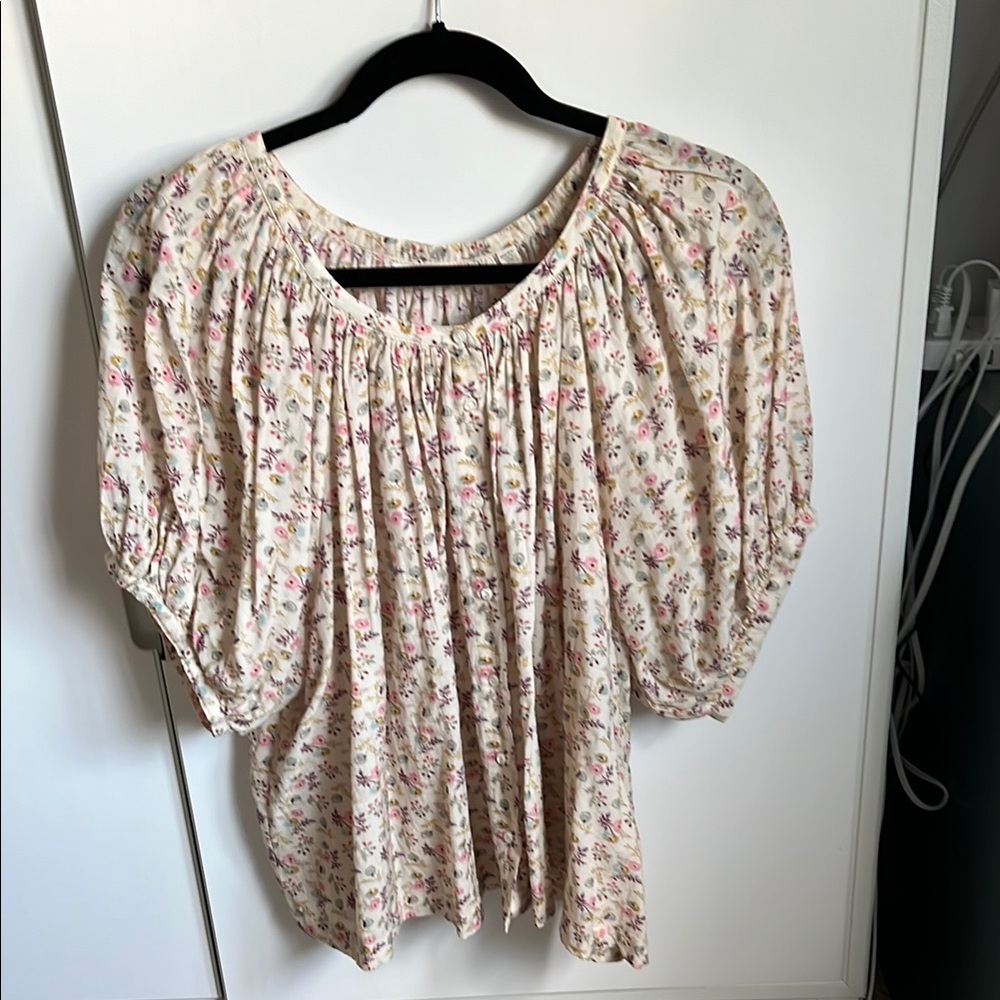 Doen Floral Blouse in Cream and Pink